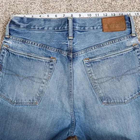 Polo Ralph Lauren Vintage Classic Fit Jeans Men 30x30 Blue Distressed Button Fly - Picture 10 of 13